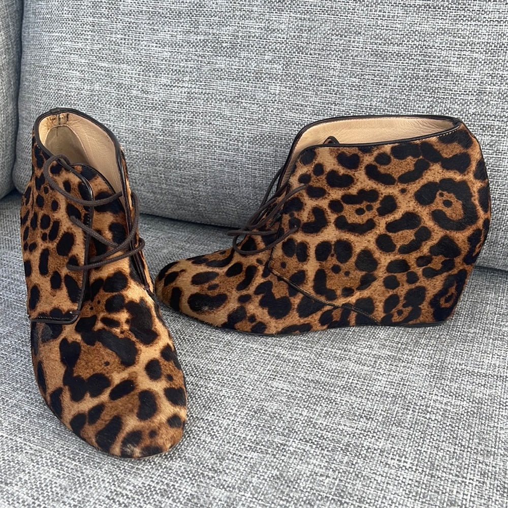 Christian Louboutin cheetah wedge booties